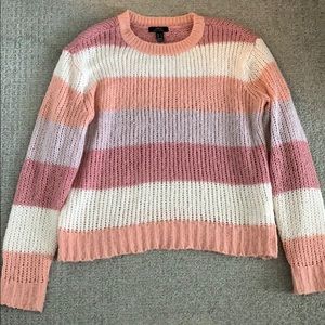 Pink striped wool like sweater